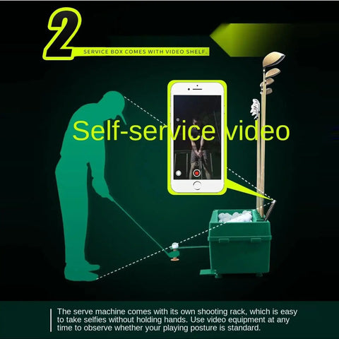 Image of Automatic Golf Ball Dispenser For Practice With Smooth Release And Easy Refill System next to golf club organizer.
