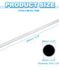 Two Pack 8Mm Aluminum Tube 6063 Seamless Round Tubing 300Mm Length For DIY Projects Model Building Crafts Industrial Furniture Frames Lightweight Durable Metal Pipe, showing one tube with dimensions.