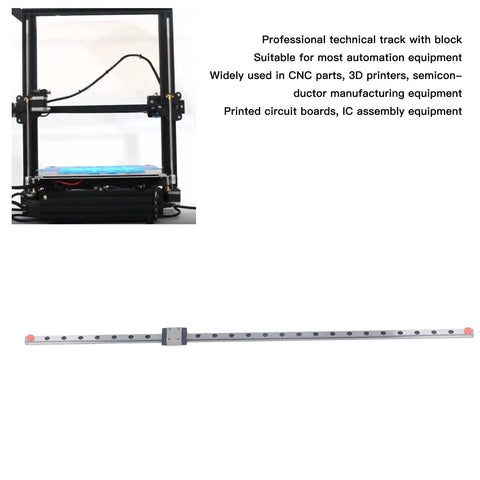 Top Notch Linear Motion Guide Rail for CNC and 3D Printers - High Precision, Self Lubricating, Low Friction Bearing Steel, Corrosion Resistant, Smooth Motion, Easy Fit and Long Lasting Performance. Linear rail with carriage for CNC and 3D printer use