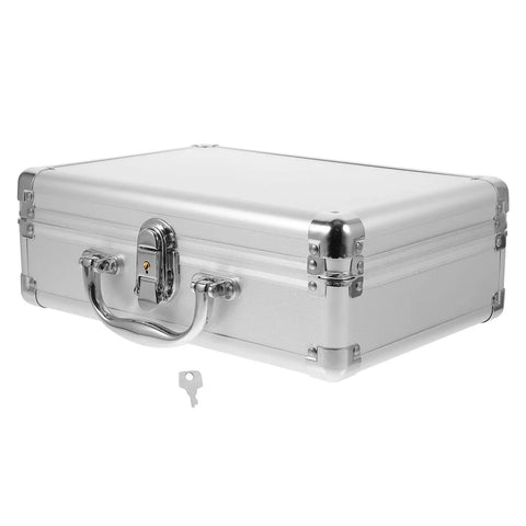 Kickass Top Notch Heavy Duty Aluminum Alloy Tool Case With Custom Foam Insert Hard Shield For Cameras Cosmetics And Small Tech Gear Portable Metal Briefcase Pro featuring a sturdy latch and key.