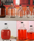 12 Pack 38mm Growler Caps With Durable Poly Seal Lids For Half Gallon And One Gallon Glass Jugs Replacement Tops For Homebrew Beer And Wine Making For Your Brew Scene Black displayed on various glass jugs.