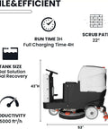 Micro Ride On Floor Scrubber Dryer Kit 22 Inch Cleaning Path 25 Gallon Capacity Up To 55,000 Sq Ft Per Hour side view