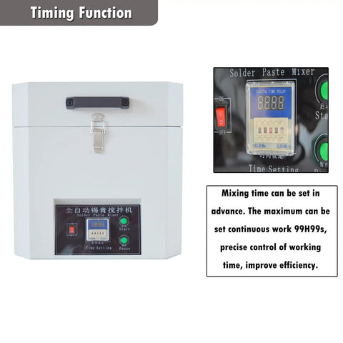 Automatic Solder Paste Mixer For SMT Tin Cream Mixing Dual 500g Capacity 1350 RPM timing function display