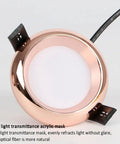saditesdk 15 Pack Recessed Lighting Housing Trim Kits Rose Gold Led Ceiling Lamp Anti-Glare Led Downlights 5W 3000K/4000K/6000K Dimmable Led Recessed Downlights showcasing rose gold acrylic mask and mounting clips.