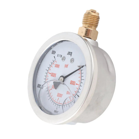 Pro Grade 0-400 Bar 0-5800 PSI Dial Hydraulic Pressure Gauge With G1 Quarter Thread, 63mm Dial, Dual Scale Bar And PSI Readouts