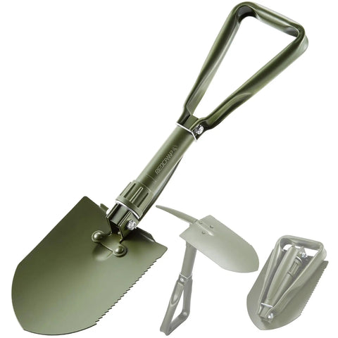 23 Inch Folding Camping Shovel With Cover High Manganese Steel Entrenching Tool Tri Fold Handle Do It All Tactical Outdoor Shovel