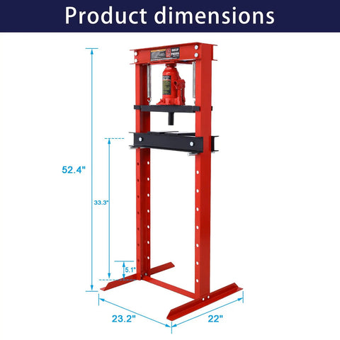 Pro Level 12 Ton Hydraulic Shop Press With Sturdy H Frame And Reinforced Base Plates Designed For Cramped Garages Zero Sweat Wheel Bearing Press Tasks For Any Local Mechanic Shop Out There