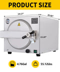 DEVALLEY 18L autoclave sterilizer, stainless steel front view with digital control panel.