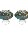 Fresh White Flower Round Cabinet Knobs 2 Pack With Screws Stainless Steel Kitchen Drawer Pulls with flower design.