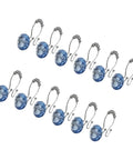 Blue Shower Curtain Hooks 12 Pack Double Ring Glide Rings For Curtains And Liners, Stainless Steel, Stain Resistant, Rustproof
