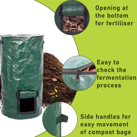 Large 34 Gallon Collapsible Garden Compost Bin With Lid For Yard Waste And Kitchen Scraps Durable Thick Polyethylene Tumbler Bin