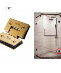 Heavy Duty 135 Degree Glass Door Hinge With Dope Brushed Gold Finish And Rust Resistant 304 Stainless Steel for shower installation.