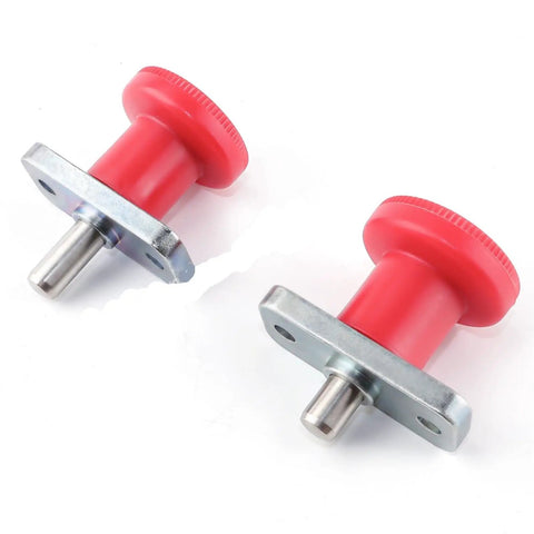 Dead Nut Tight Horizontal Flange Indexing Pin M6 M8 Spring Plunger Self Locking Safety Block for Shop Jigs, red plastic and metal design.