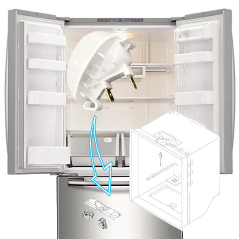 LED Refrigerator Light Replacement For Freezer And Fridge 4.2W 120VAC Easy Install Bulb Kit showing installation process.