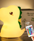 Totally Adorable Dino Night Light For Kids 3 To 8 Sixteen Color Silicone Dimmable Battery Operated 12 Hour Use Dino Toy