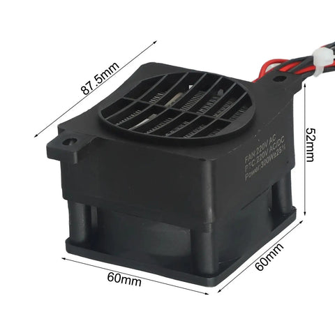 Built Tough 400W Ptc Ceramic Air Heater With Fan, compact 87.5x60x52mm, designed for constant temperature in home or garage.