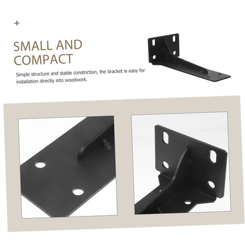 Rock Solid Heavy Duty Metal L Shelf Brackets, Cold Rolled Steel Wall Mount For Desk And Storage, Hella Durable Corner Tripod Support, Matte Black 5 Pack Built Tough Hardware Set close-up view of bracket structure