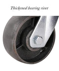 Close-up of a thickened bearing rivet on a 4 Pack Heavy Duty Cast Iron Swivel Caster Wheel with Silent Roll Design.