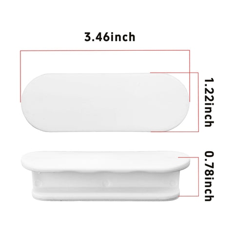 8 Pack 3.46 Inch Self Adhesive ABS Cabinet Pull Handles, white, size dimensions 3.46 x 1.22 x 0.78 inches, front and side view