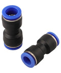 50 Pack Straight Push Connectors Pneumatic Fittings Kit With Quick Release Air Hose Adapters For Machinery Electronics And Auto Jobs In Black And Blue, two black blue fittings