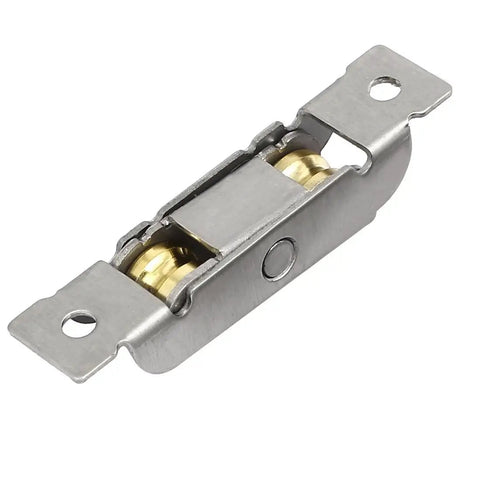 Heavy Duty Replacement Sliding Door Window Sash Pulley Wheels for Slick Slide Operation, brass and stainless steel, 2 roller setup.