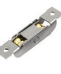Heavy Duty Double Roller Window Pulley Wheels For Slick Sliding Door Track Fixup With Stainless Steel And Brass Plating close-up of pulley with brass tone