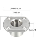 Top Shelf Tab Base Weld Nuts, 7 16 20 UNC Carbon Steel Machine Screw Fasteners, Rock Solid Silver Inserts. 28mm x 21mm size.