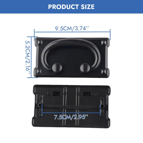 Two Pack Black Vintage Ring Pull Handles With Screws Heavy Duty Zinc Alloy Cabinet Hardware dimensions displayed
