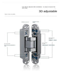 Invisible Door Hinge 1 Piece Hidden Three Dimensional Adjustable Cross Wood Door Hinge for Exterior Outward Swing Ultra Stealthy
