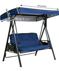 Heavy Duty Waterproof 3 Seat Swing Canopy Replacement for Porch Garden Backyard Bench Swing Navy Weatherproof Shade Top