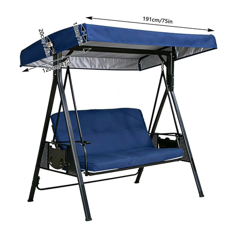 Heavy Duty Waterproof 3 Seat Swing Canopy Replacement for Porch Garden Backyard Bench Swing Navy Weatherproof Shade Top