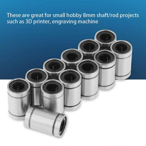 Linear Bearings Set 8x15x24mm Double Sealed For Rock Solid Motion In 3D Printers And CNC Routers 12 Piece Pack 8mm Inner Diameter Ball Bearings Protect Dust And Debris, 12 silver LM8UU bearings for 8mm shafts