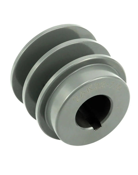 Double Groove V Belt Pulley 2.20 Inch Outer Diameter For 7/8 Inch Shaft Fixed Bore Cast Iron Sheave 2 Grooves Keyway 3/16 Inch