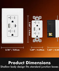 No-Nonsense Heavy-Lifting 65W GaN PD Fast Charging USB Wall Outlet With Dual Type C And Type A Ports dimensions with size details shown.
