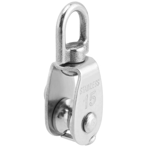 Heavy Duty Single Pulley Block Kit For Lifting And Hanging, 304 Stainless Steel Wire Rope Pulley Wheel, M15 Roller Pulley, Rust Resistant Roller, 20 Pack, single silver pulley with swivel ring