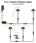 Diagram of Low Voltage Pathway Lights With Timer Set Of 4, Auto On Off 4 Hour 6 Hour 8 Hour, 3000K warm white LED design