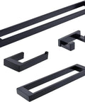 Dope Matte Black 4-Piece Bathroom Hardware Set With 24-Inch Towel Bar, Towel Ring, Toilet Paper Holder, And Coat Hook In 304 Stainless Steel