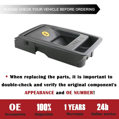 Folding Seat Latch Release Handle For 11 20 Toyota Sienna Backseat Gray Replacement Part shown with warning text and labels.