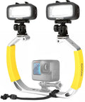 DiveRig1 XL Diving Rig Bundle With Waterproof LED Lights For GoPro Hero And Osmo Action Cam Aluminum Tray With Rubber Grips