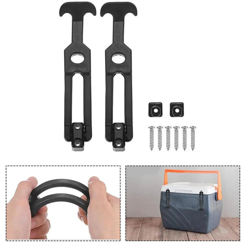 Two Pack T-Handle Rubber Draw Latches With Screws For Hood Or Bonnet shown with cooler application and flexible construction