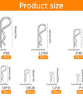 313 Piece Stainless Steel Cotter Pin Set With 13 Sizes Including Hairpin Pins And R Clips shown with product sizes and quantities