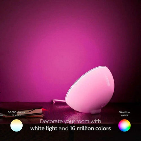 Go White And Color Portable Dimmable LED Smart Light Table Lamp That Plays Nice With Alexa HomeKit And Google Assistant shining pink light