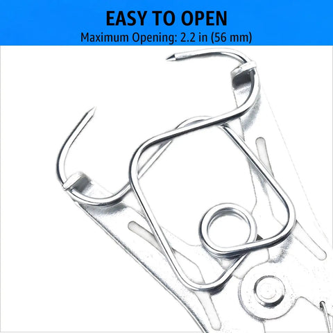 Close-up of 14 Piece Miter Spring Clamp Kit for Woodworking with miter plier showing maximum opening size of 2.2 inches.