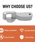 Washer Door Lock Strike 2 Pack For LG Washers Replacement Kit, Fix Door Not Locking, Water Leaks, And Door Wear, No Fuss Install, Durable Steel Construction, gray steel strike shown with compatibility icons