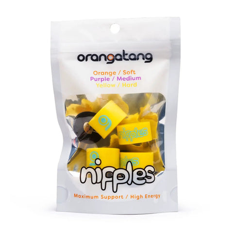 Hard Nipples Longboard Truck Bushings Yellow Set Of Four for energetic turns in packaging.