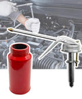 Grease Monkey Approved Manual Pump Oil Can And Oiler Gun Two Pack with red metal oil can and dripless spout for car maintenance.