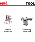 Radial arm saw and stationary table saw image, tools for use with 10 Inch Super Dado Set With 2 Blades, 6 Chippers, And Shim Kit.