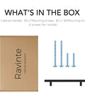 30 Pack Matte Black Cabinet Handles And Dresser Pulls 8 13/16 Inch Length With 6 1/4 Inch Center To Center Holes box contents