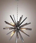 29 Inch Crystal Bar Ceiling Pendant Chandelier With Smoke Glass Sputnik Axis, Dope Modern Lighting Fixture For Living Room