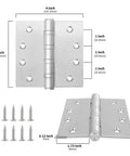Goldenwarm Satin Nickel 4 Inch Ball Bearing Door Hinges 3 Pack for Exterior and Interior Doors Square Corner Heavy Duty 304 Stainless Steel Rust Resistant Long Lasting Construction.